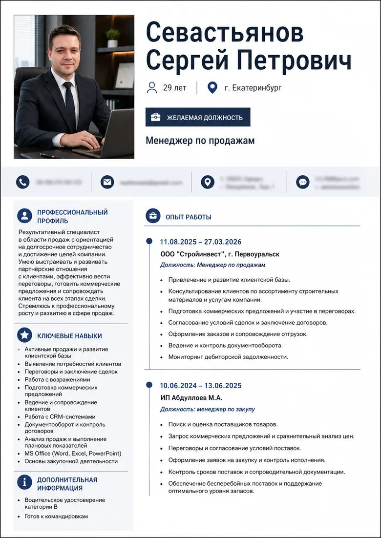 Обновлённое структурированное резюме